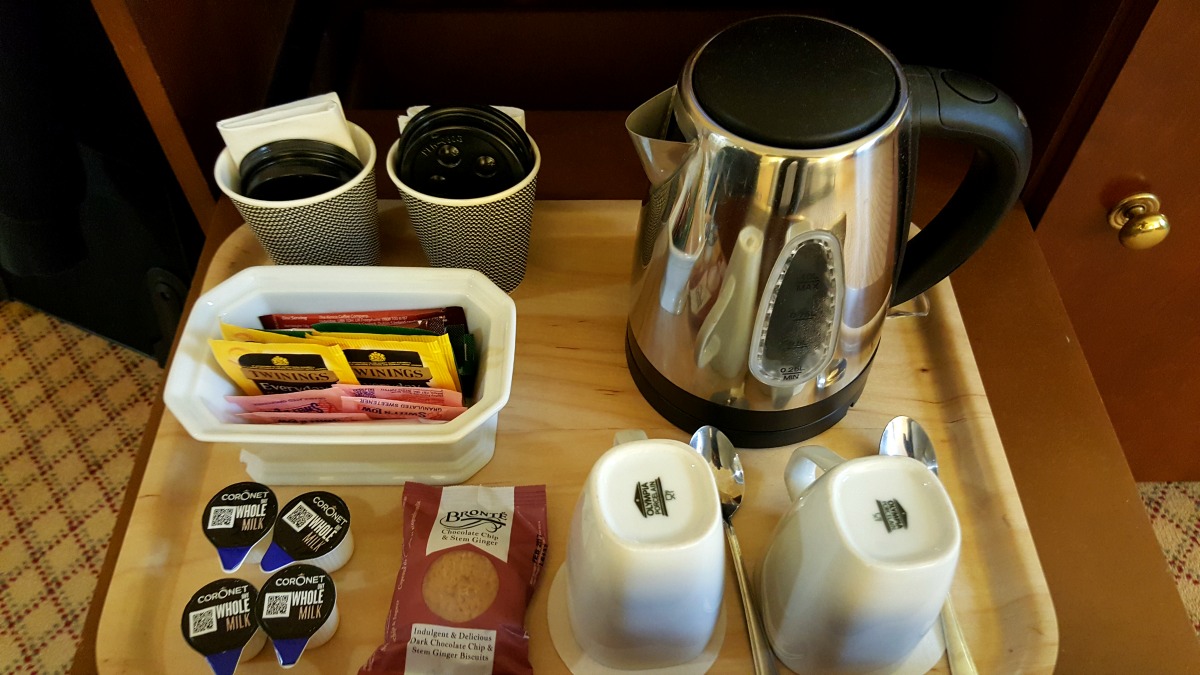 Liverpool Marriott Wheelchair Accessible room tea coffee making