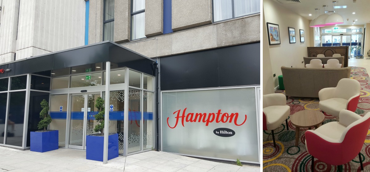 hampton by hilton bristol city centre entrance exterior reception lobby