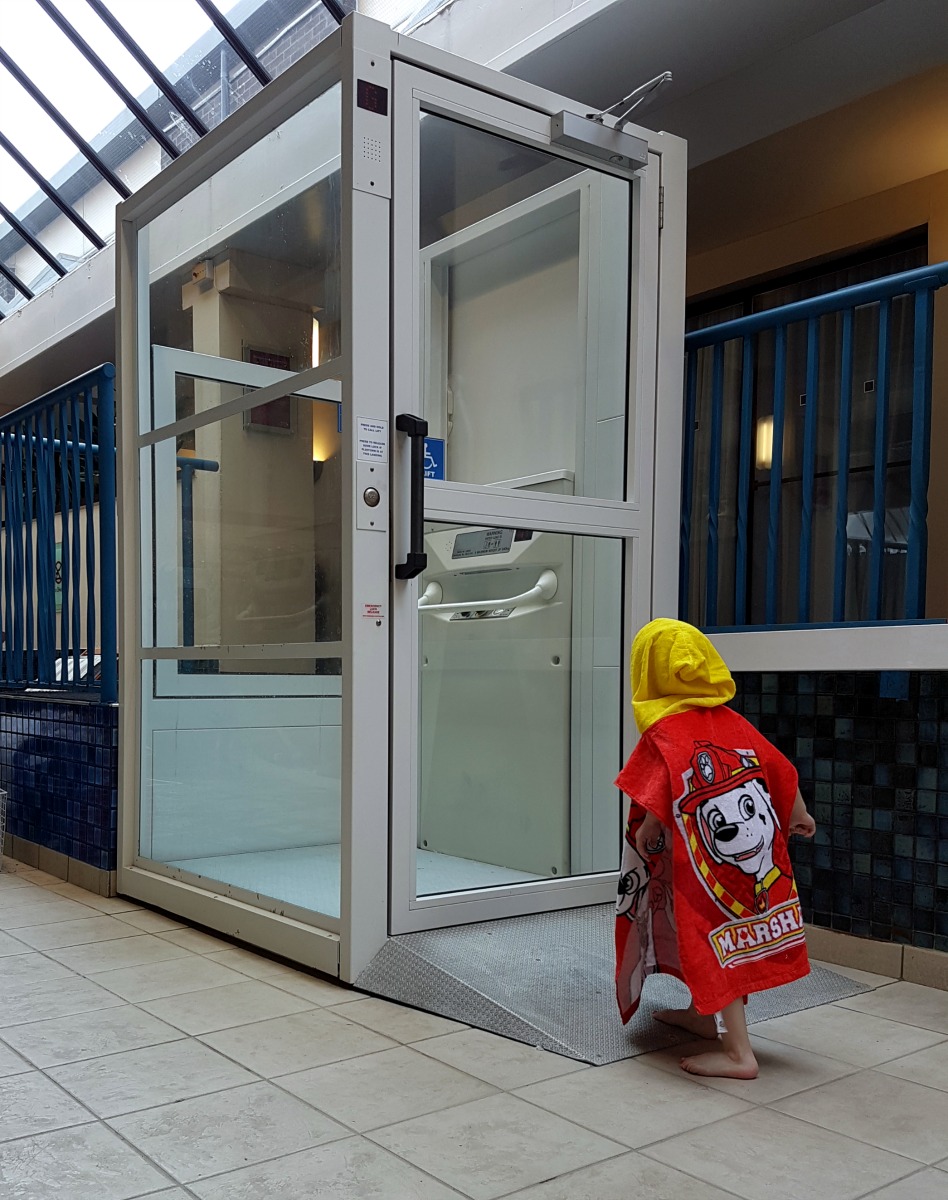 Aberdeen Marriott Indoor Swimming pool entrance wheelchair accessible by lift
