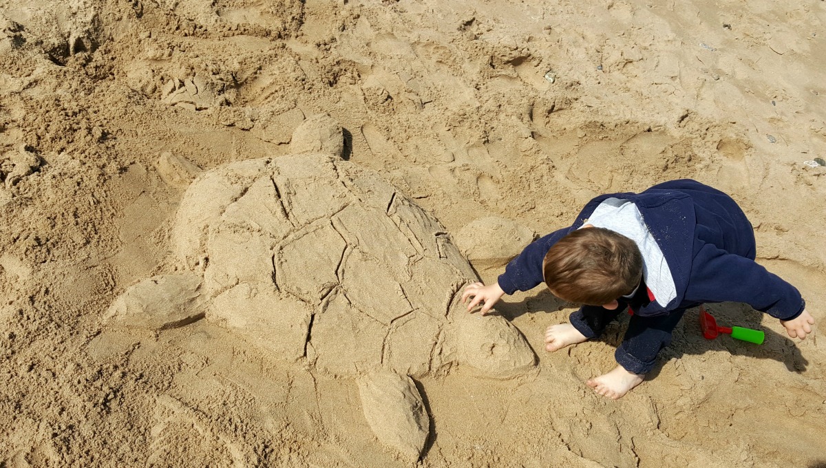 Building sandcastles on Aberdeen beach