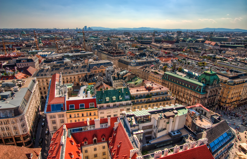 An aerial view of colourful building in Vienna on a sunny day: 3 Days in Vienna Ultimate City Guide to Vienna