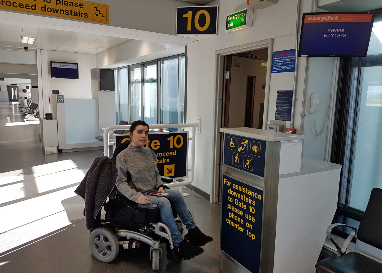 Vienna Photo Diary Manchester Airport wheelchair user at boarding gate