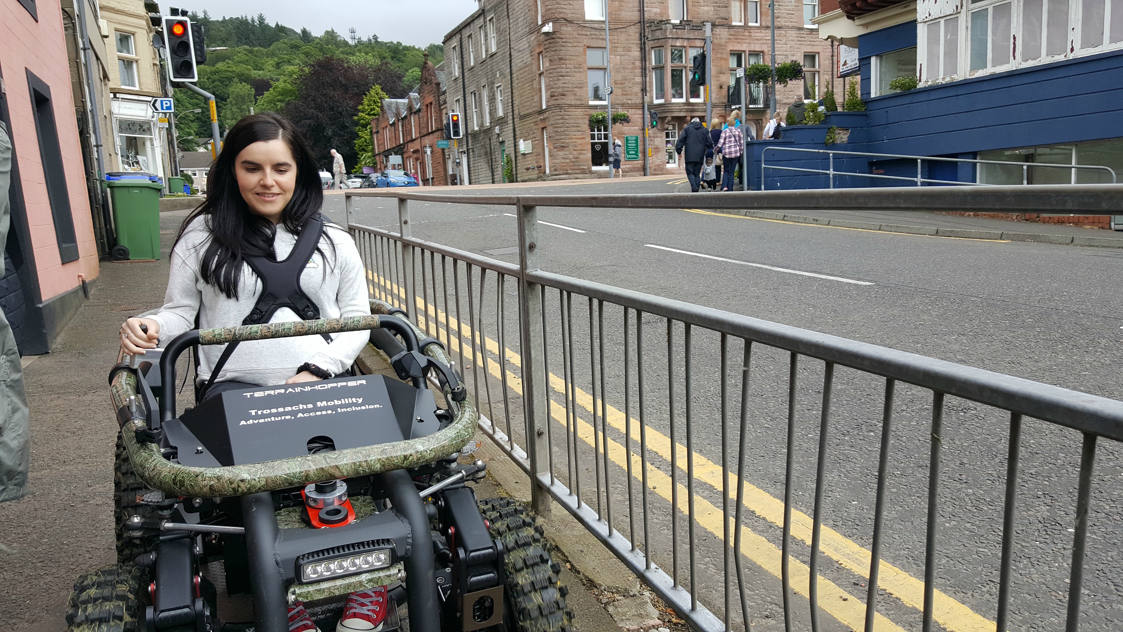 simply emma driving all-terrain-wheelchair in callander