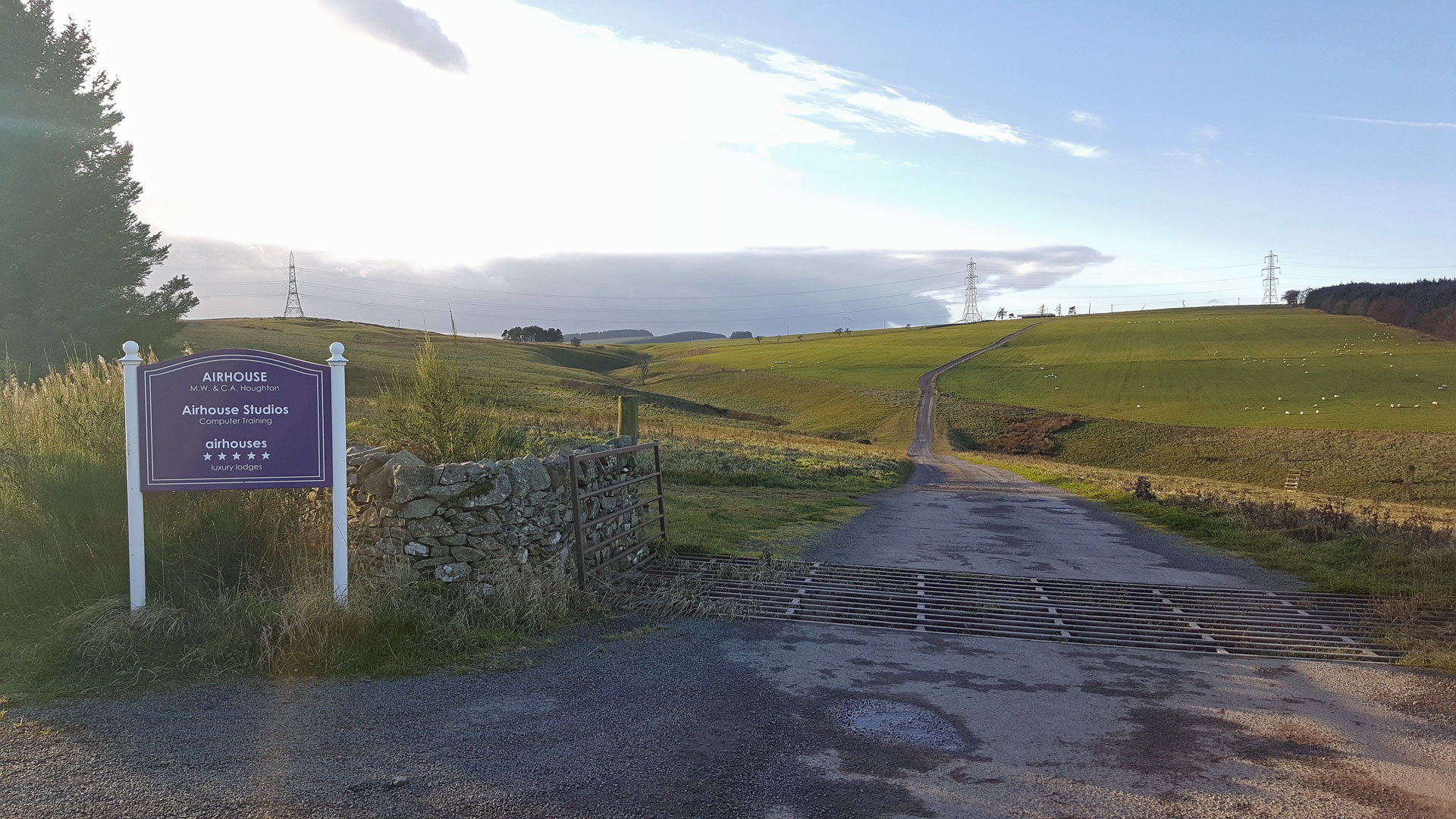 Entrance to Airhouses Luxury Lodges in Scottish Borders.