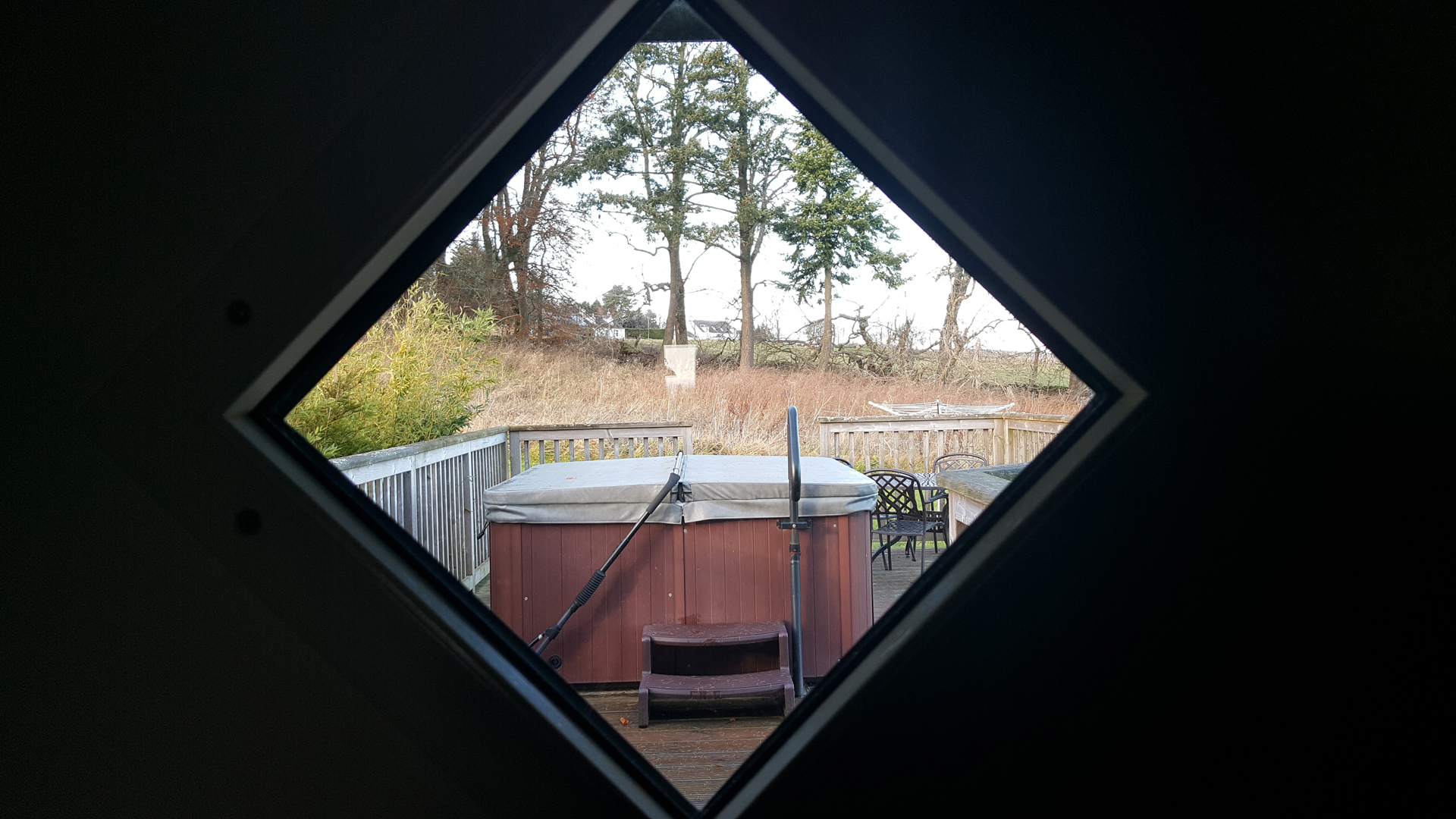 The hot tub at The Ramsay Airhouses Luxury Self Catering Lodges in Scottish Borders