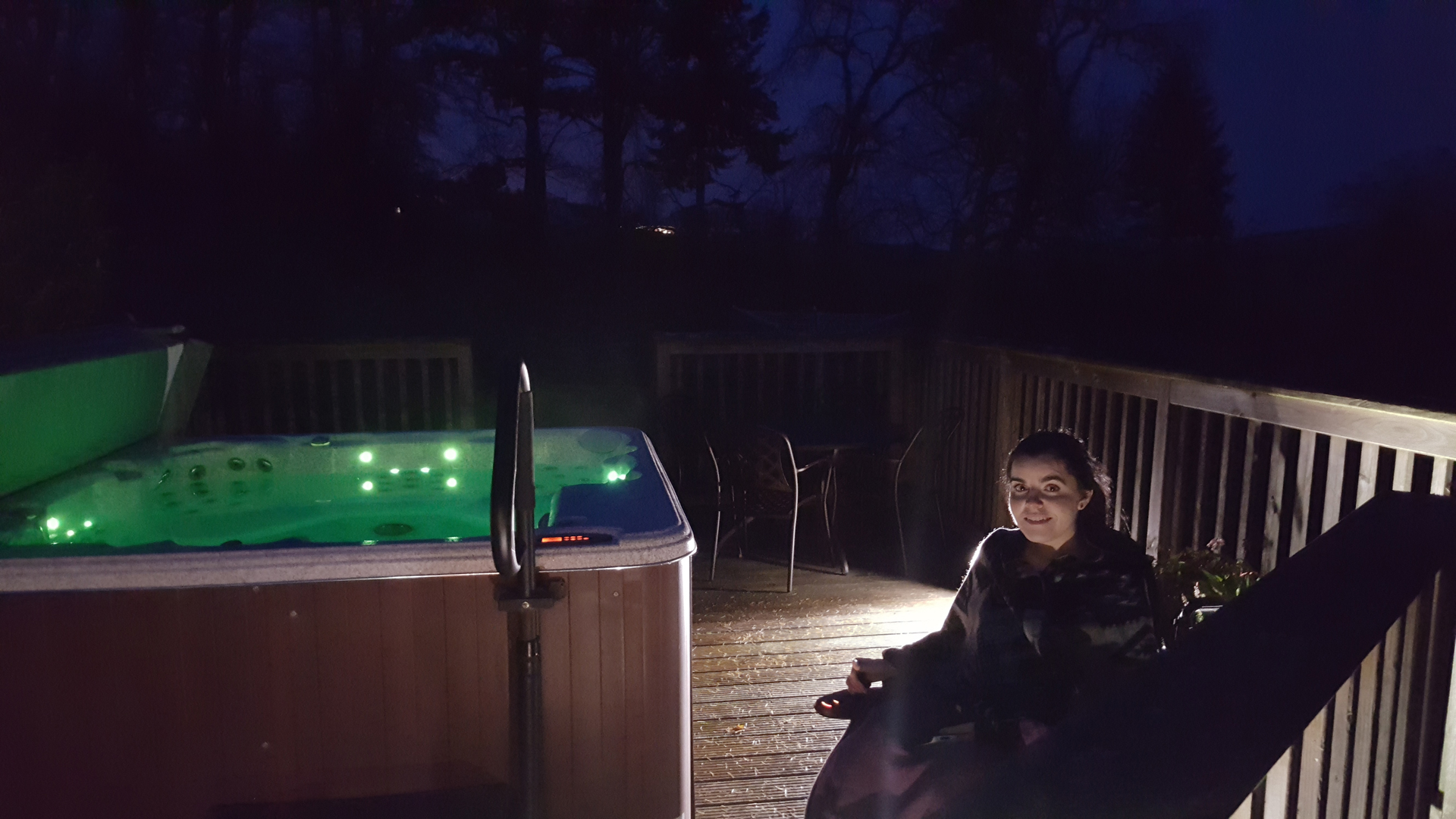The hot tub at The Ramsay Airhouses Luxury Self Catering Lodges in Scottish Borders
