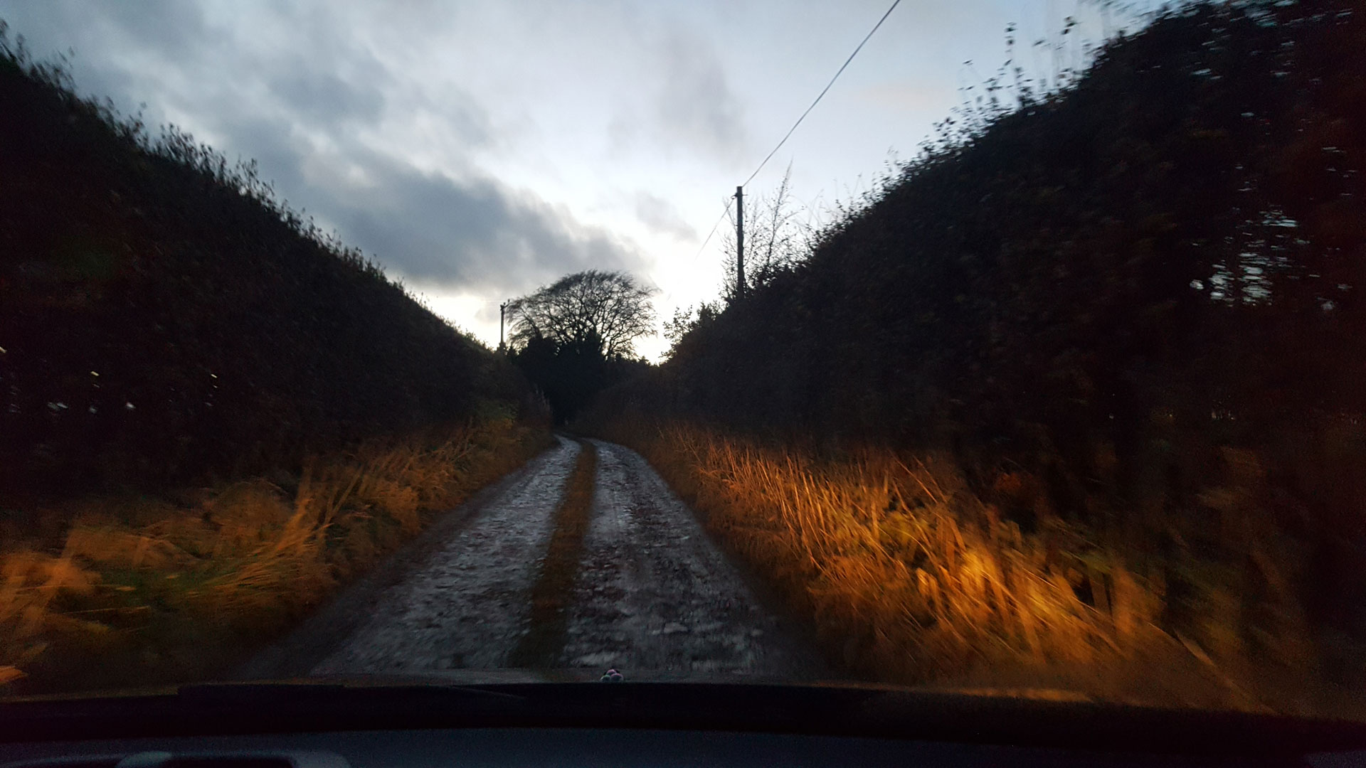Backroad to Airhouses Luxury Lodges in Scottish Borders.