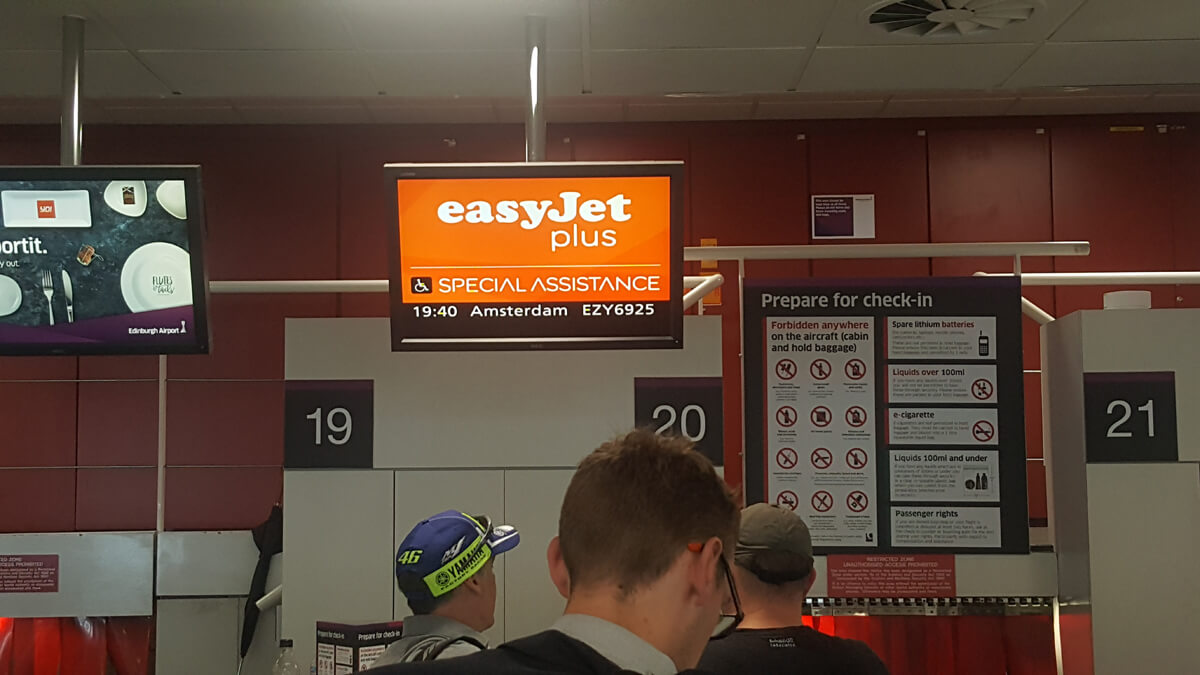 The easyJet special assistance checki-in desk.