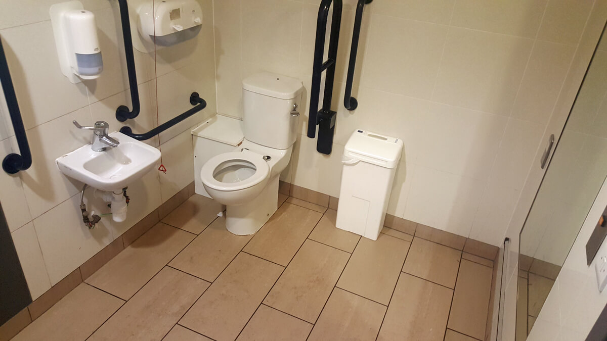 Accessible toilet in the departures lounge at Edinburgh Airport.