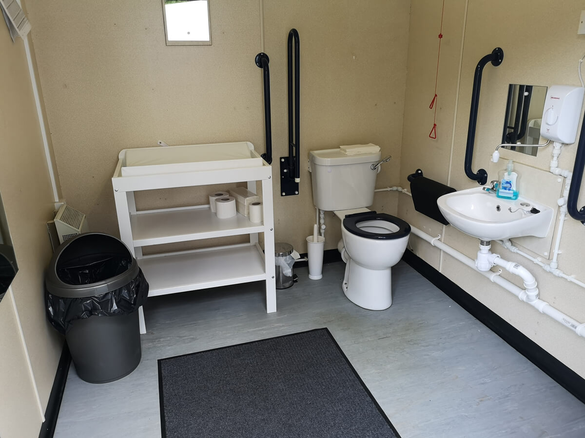 Inside the accessible toilets at Japanese Garden at Cowden.