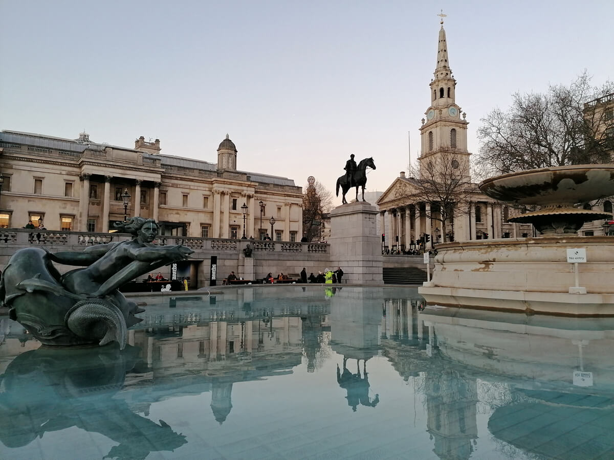 The Trafalgar Square fountain