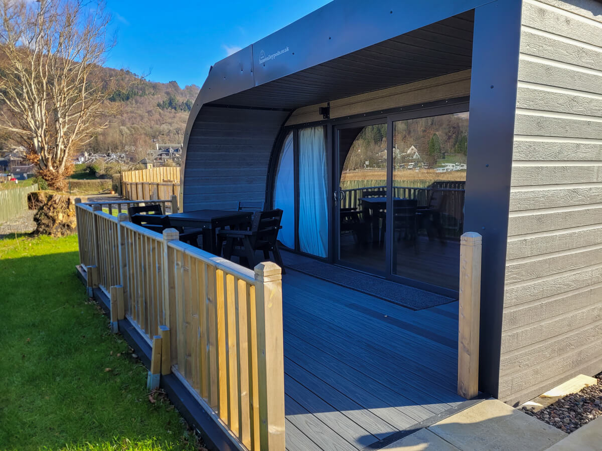 The exterior of the Callander CYP Accessible Glamping Pod