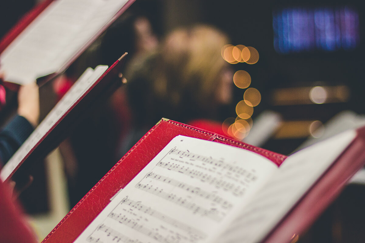close up of a choir hymn sheet