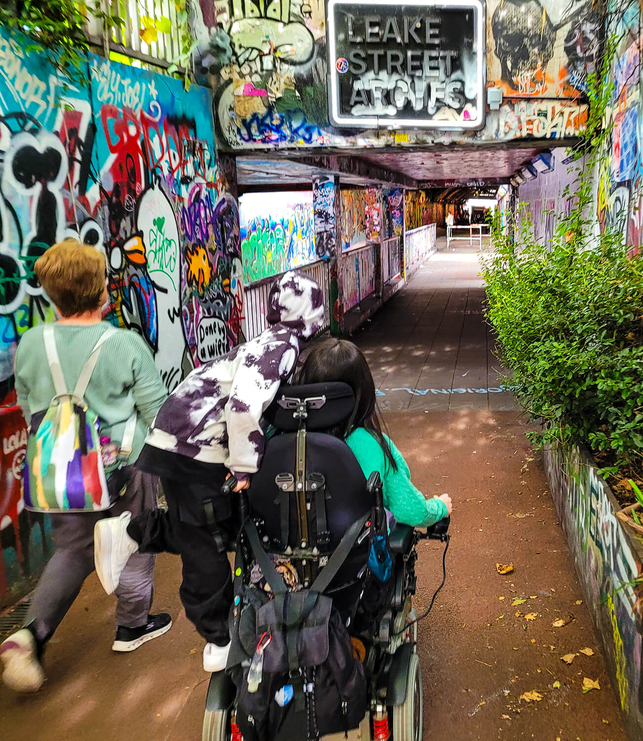 Emma, her mum and nephew entering Leake Street Arches