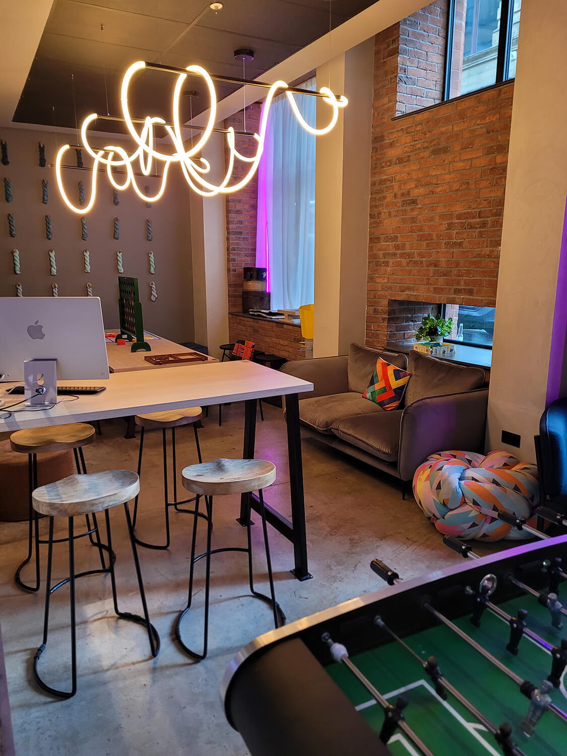 Social space at the Moxy Manchester City hotel