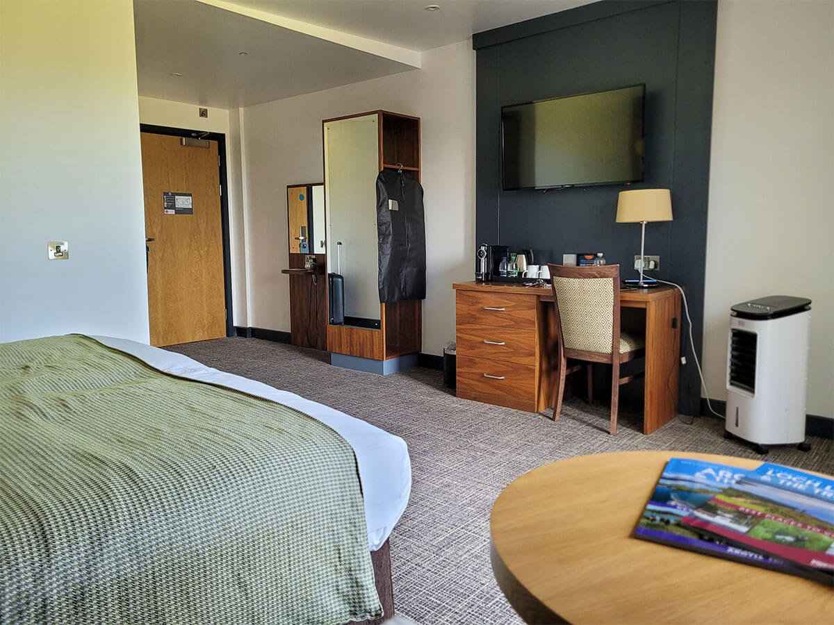 wheelchair accessible room at the Drimsynie Holiday Village hotel, Argyll