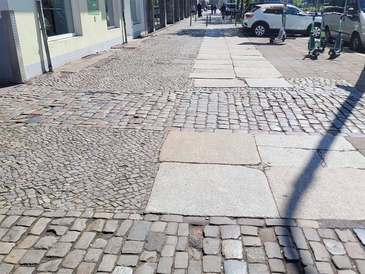 a cobblestone, uneven and broken path in Berlin