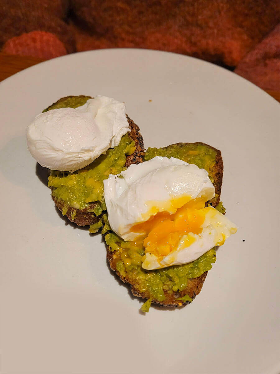 Smashed avocado on sourdough breakfast at Manchester Marriott Victoria & Albert Hotel