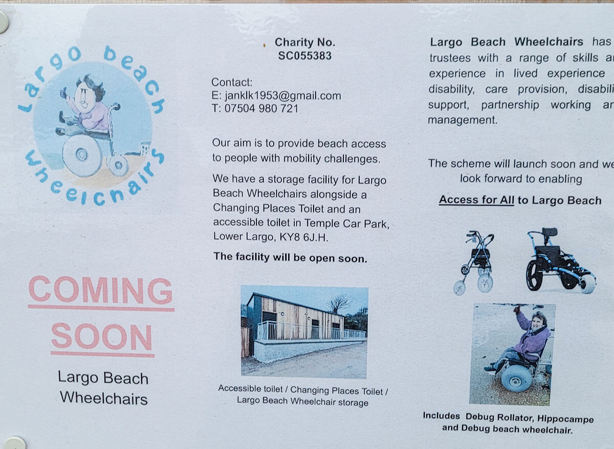 Poster announcing Largo Beach Wheelchairs coming soon