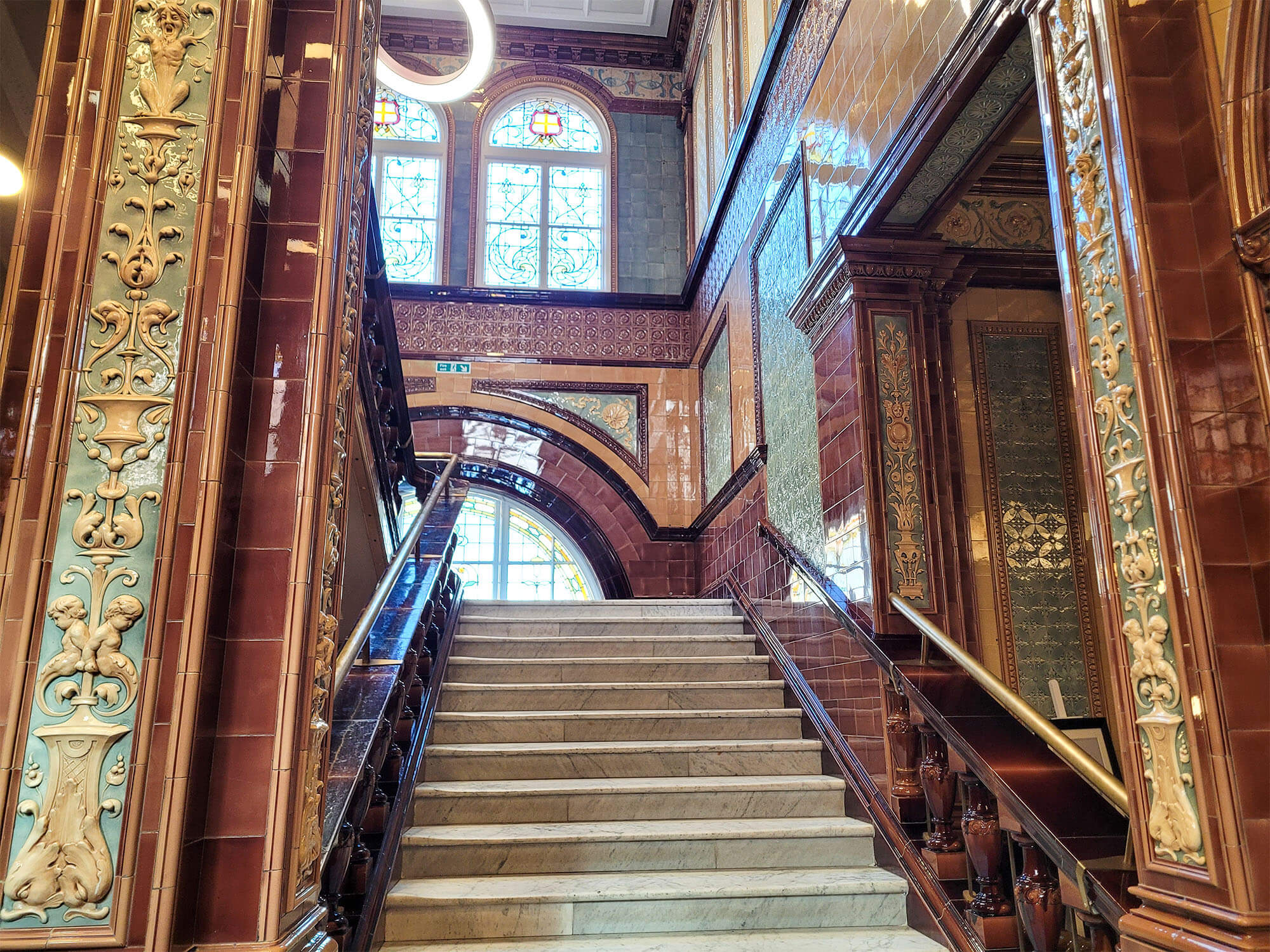 Tiled staircase at Hotel Indigo Durham